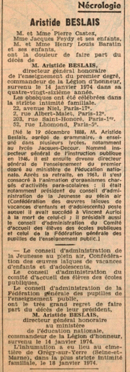 La nécrologie d'Aristide La nécrologie d'Aristide
